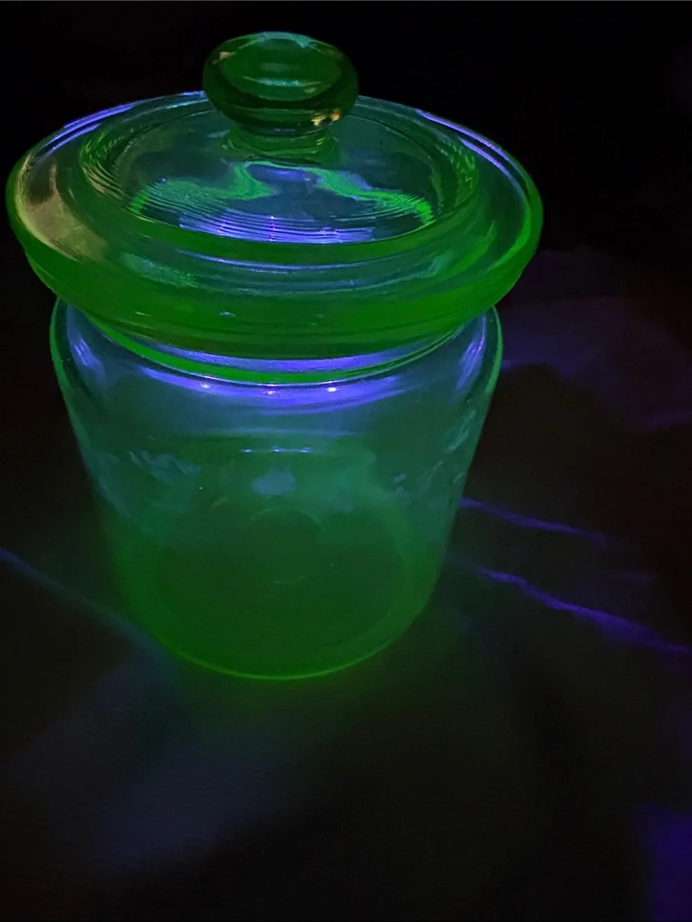 Uranium Glass Apothecary Jar with Lid